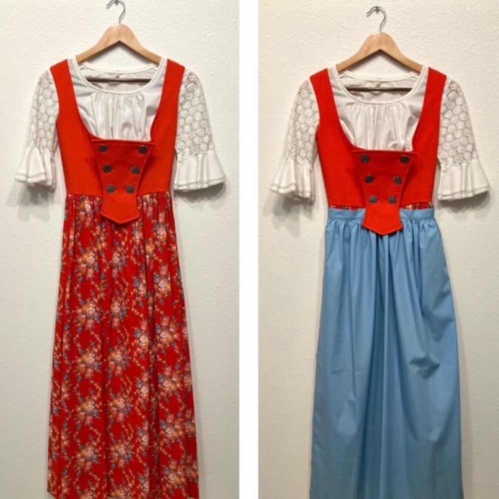 Vintage Renaissance Bodice Floral Maxi Dress 3 Piece Set